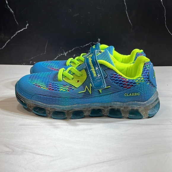 Shinmax  Classic Kid’s Sneakers Blue/Yellow sz 4 - Picture 2 of 8